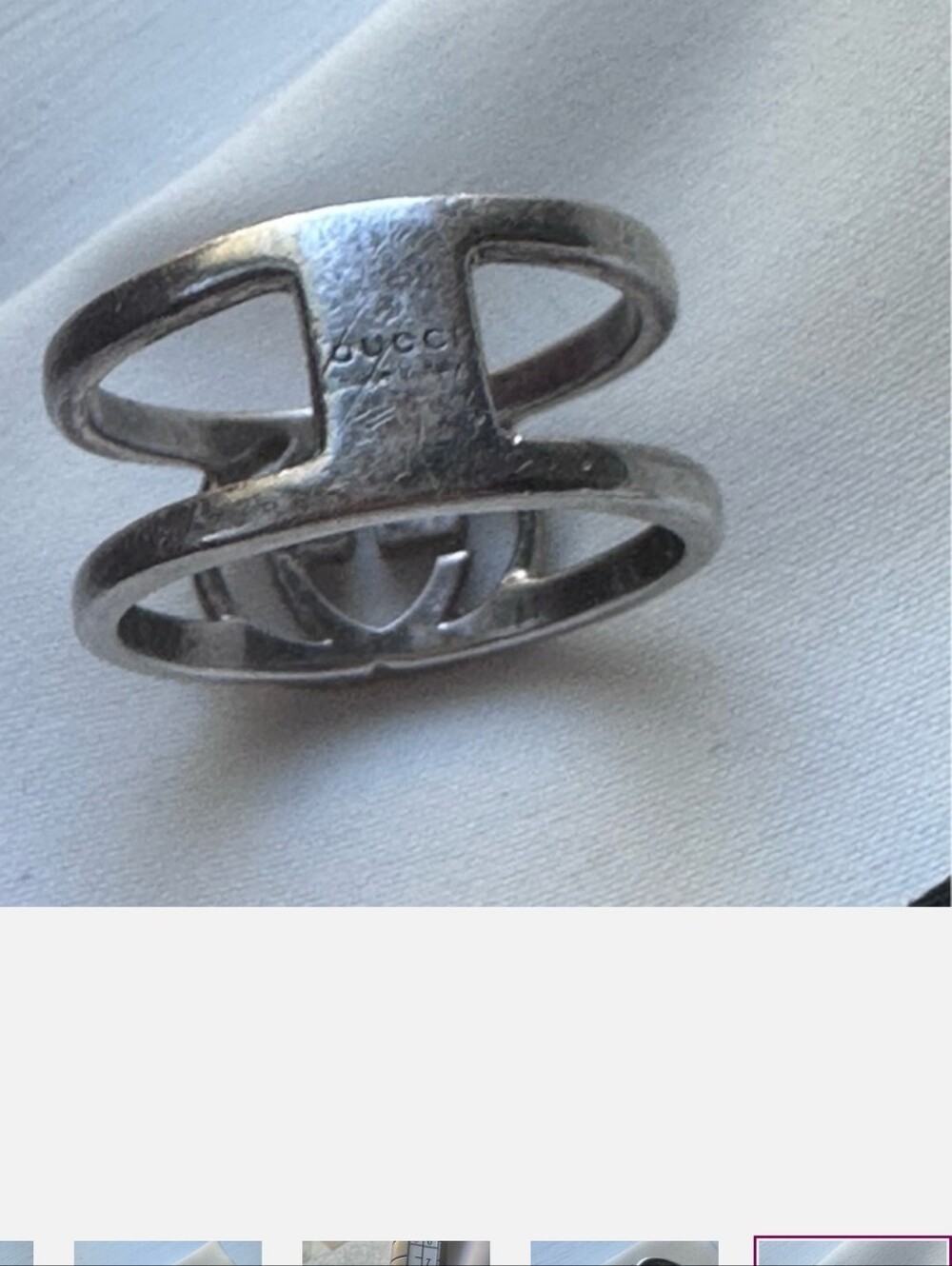 Gucci Double G Ring 925 Sterling Silver Sz 5 - Picture 6 of 10